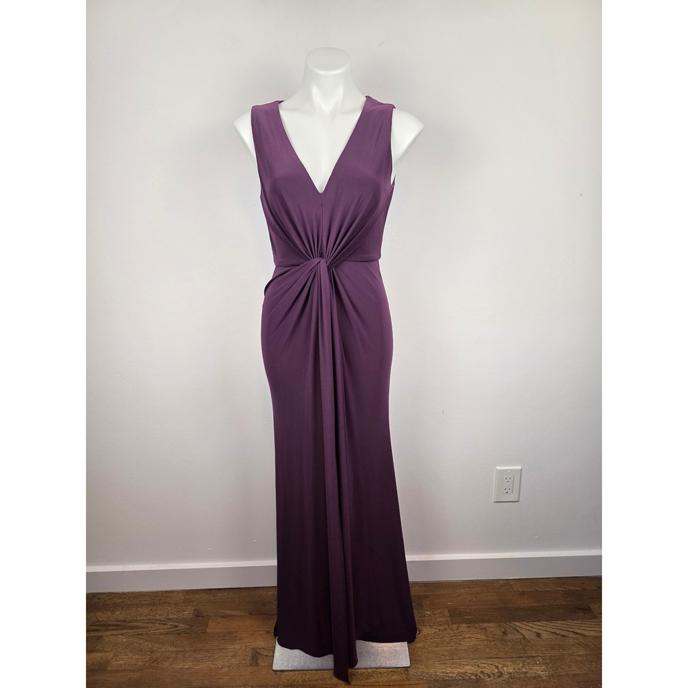 BHLDN Purple V-Neck Twist Front Draped Maxi Gown Dress Size 8 Sleeveless Formal